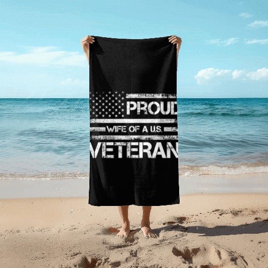 Veterans Proud Wives Of Us Veterans American Flag Beach Towels