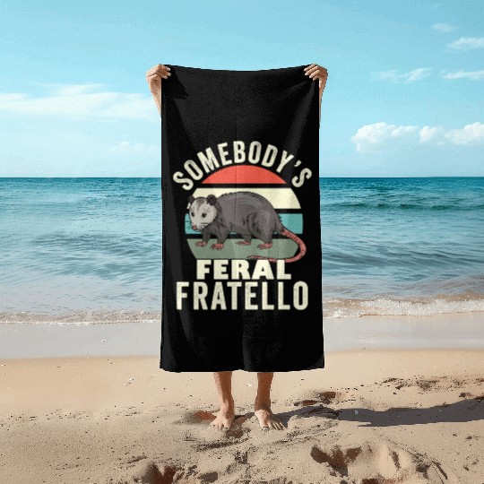 Somebody's Feral Brother Italian Brother Retro Beach Towels