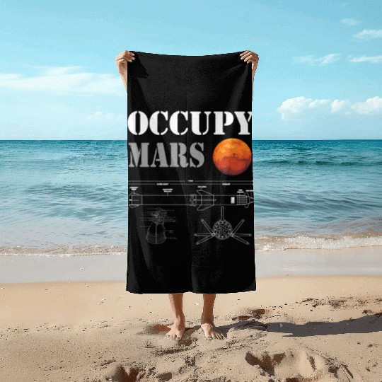 Occupy Mars Starship Rocket Beach Towels