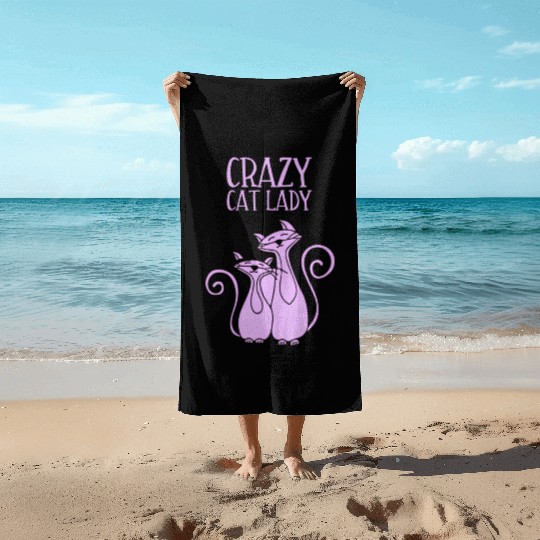 Crazy Cat Lady For Cat Purple Beach Towels