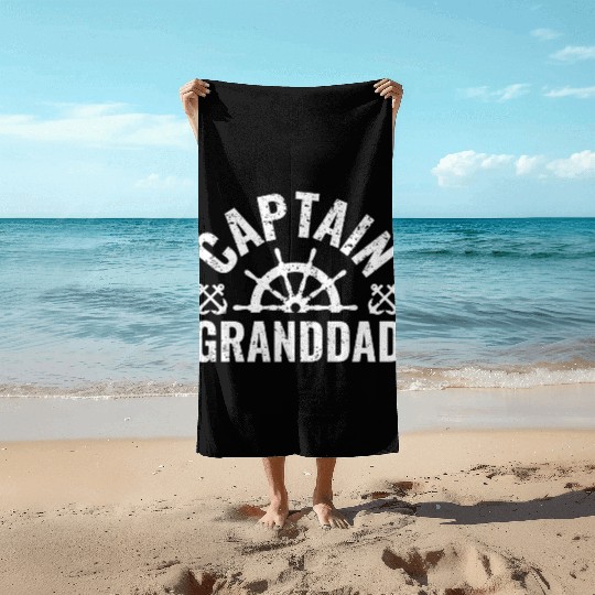 Captain Granddad Boat Owner Lake Boating Father'S Beach Towels