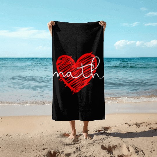 Math Heart - Math Teacher Heart Beach Towels