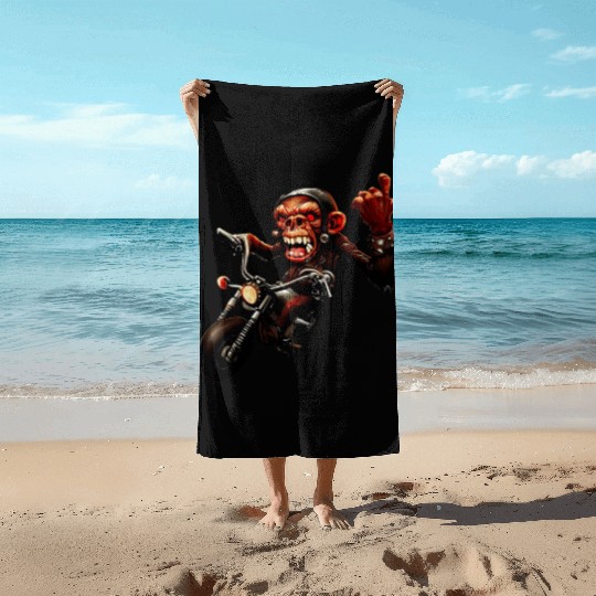 Zombie Raider Monkey Rockstar Beach Towels