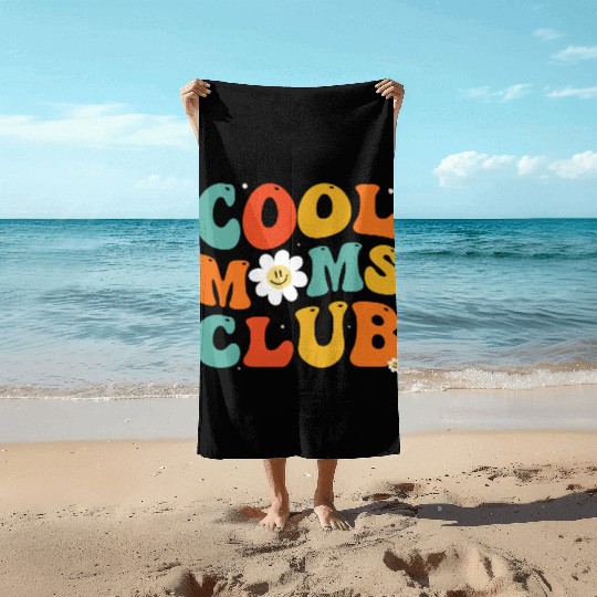 Cool Moms Club Groovy Hippie Theme Mother Day Beach Towels