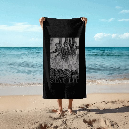 Stay Lit Occult Satan Witch Unholy Baphomet Tarot Beach Towels