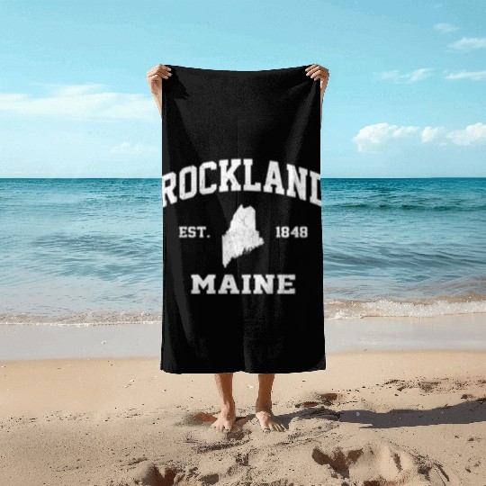 Rockland Maine Me State Athletic Style Beach Towels