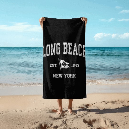 Long Beach Ny Nautical Boat Anchor Flag Sports Beach Towels