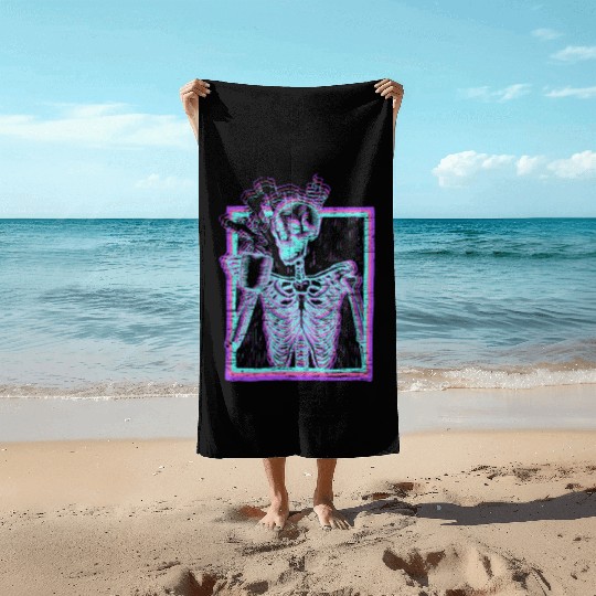 Distressed Synthwave eleton Vaporwave Smiling Beach Towels