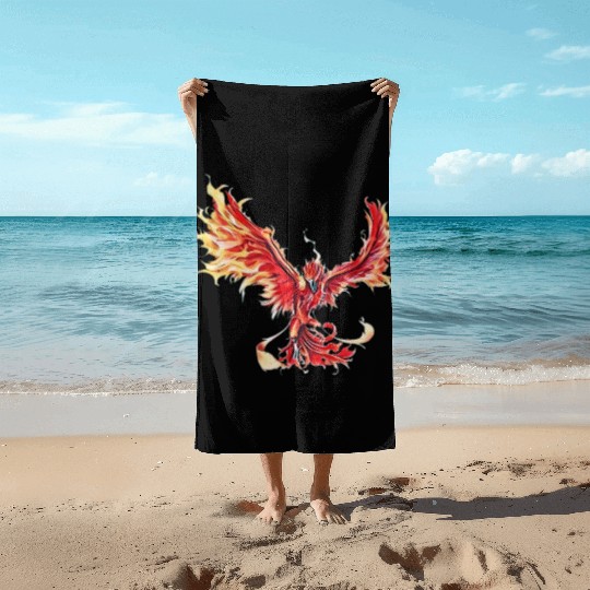 Phoenix From The Ashes Mythical Fire Bird Phoenix Beach Towels