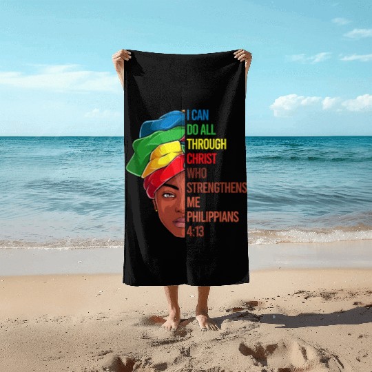 African American Jesus Christian Black Beach Towels
