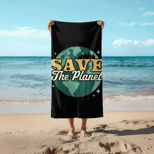 Save The Planet Environmental Retro Vintage Earth Beach Towels