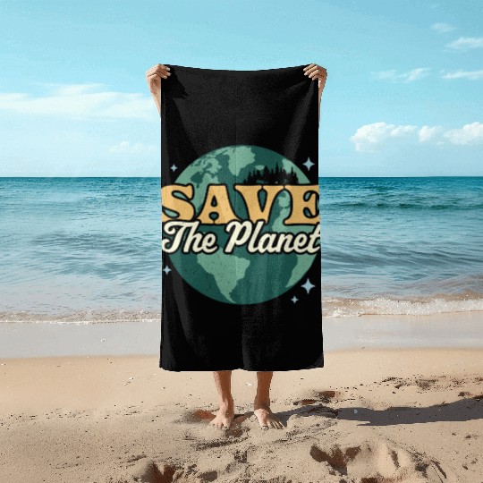 Save The Planet Environmental Retro Vintage Earth Beach Towels