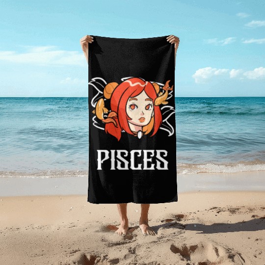 Pisces Horoscope Astrology Tarot Card Star Sign Beach Towels