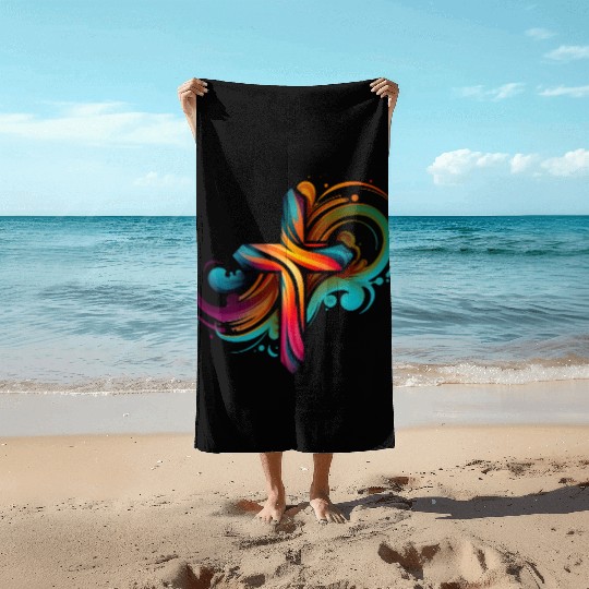 Jesus Cross Painting Beach Towels