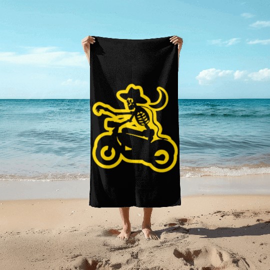 Skeleton Rider Beach Towels