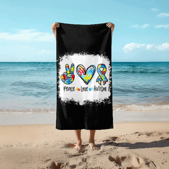 Peace Love Autism In April We Wear Blue For Beach Towels