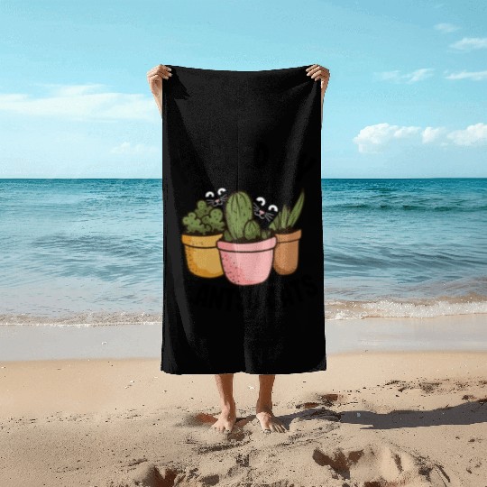 Fueled By Plants Cats Funny Gardening Gift Cat Beach Towels