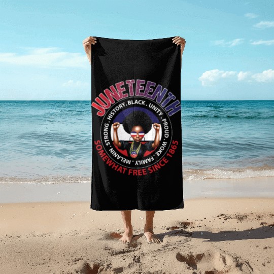 Juneteenth Red White and Blue Power Beach Towels