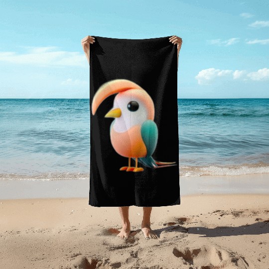 Cute Bird of Paradise 3D Render Beach Towels