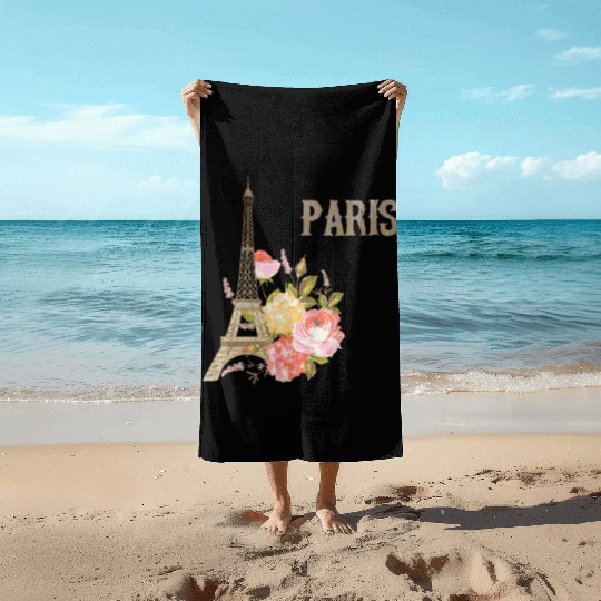 Eiffel Tower Paris Vintage Souvenir Paris France Beach Towels