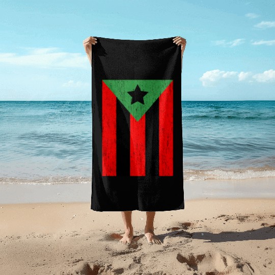 Afro Boricua Flag Puerto Rico Africa Roots Pride Beach Towels