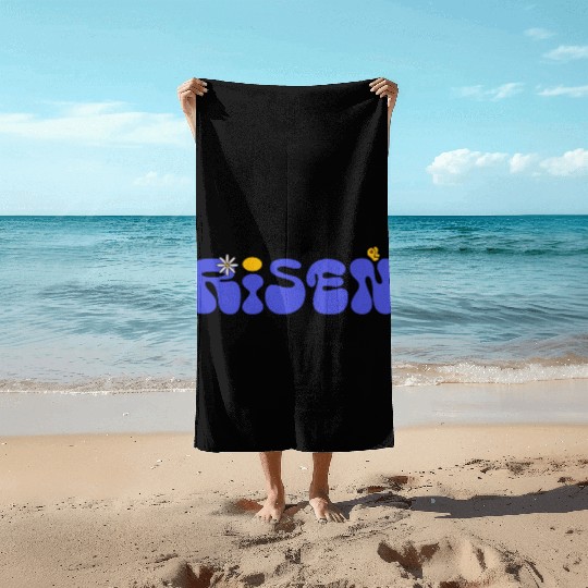 He Is Risen Groovy Christian Easter Beach Towels