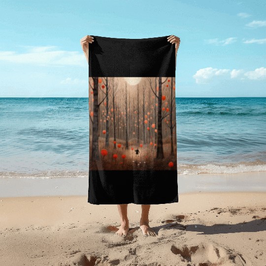 Enchanted Whispers: Balloon-Leaved Symphony Beach Towels