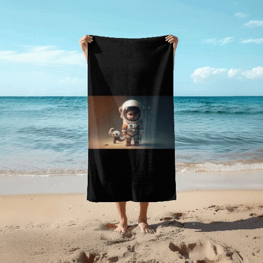 Cosmic Steps: The Baby Astronaut's Journey Beach Towels