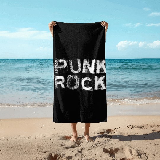 PUNK ROCK Text Beach Towels