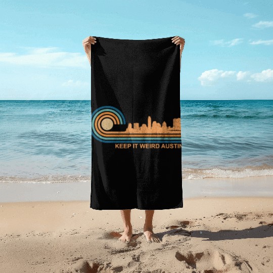 Keep It Weird Austin Texas Skyline Retro Austinkee Beach Towels