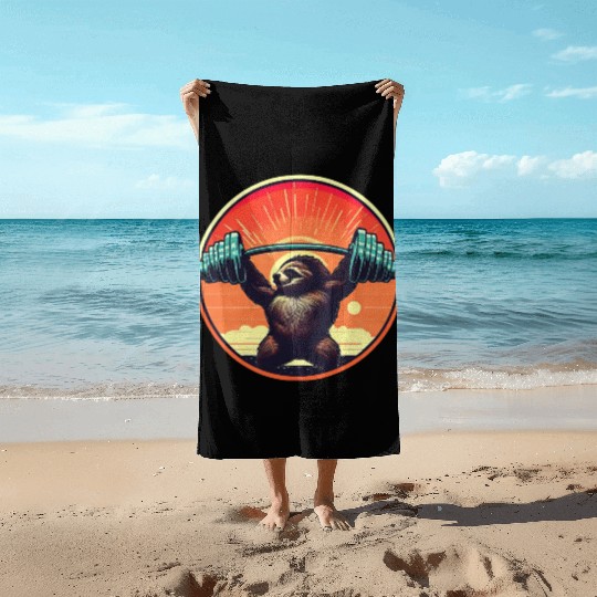 Sloth Dumbbells Fitness Sunset Beach Towels