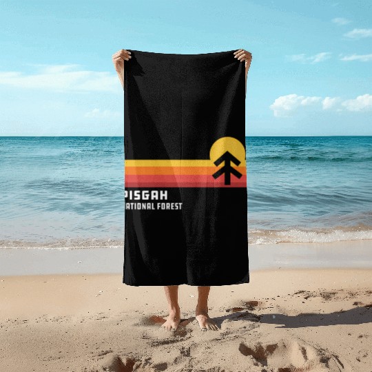 Retro Sunset Pisgah National Forest Asheville Beach Towels