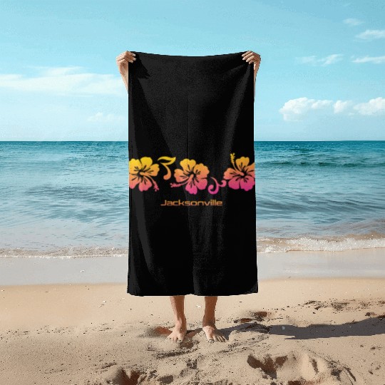 Jacksonville Florida Hibiscus Souvenir Vacation Beach Towels