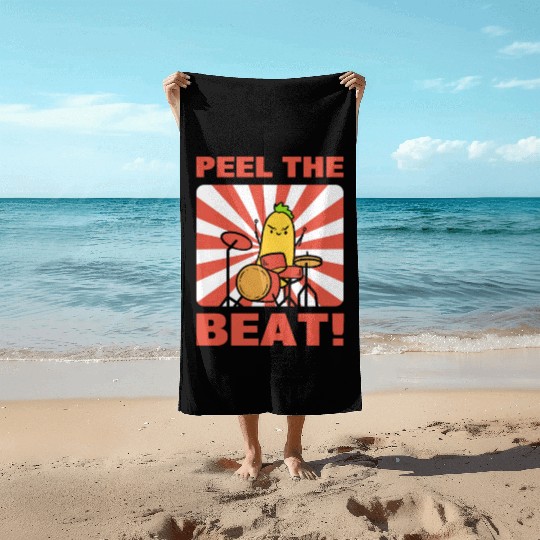 Banana Puns Drummer Beach Towels