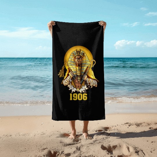 1906 Sphinx Alpha Ace Fraternity Pharoah Beach Towels