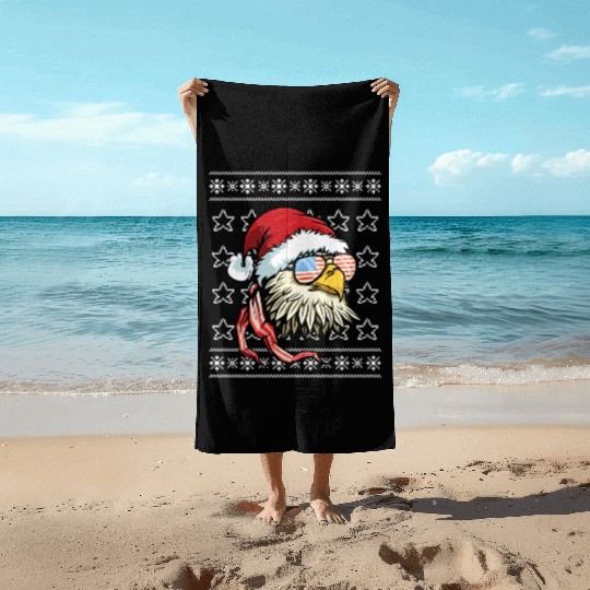 Ugly Usa Flag Bald Eagle Beach Towels