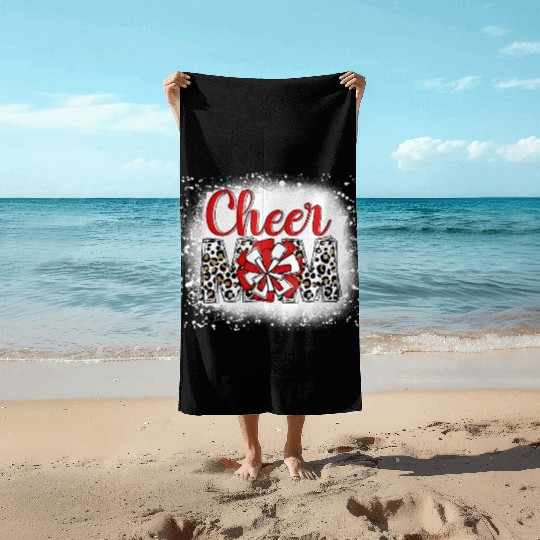 Cheer Mom Leopard Cheerleader Bleached Mother Beach Towels
