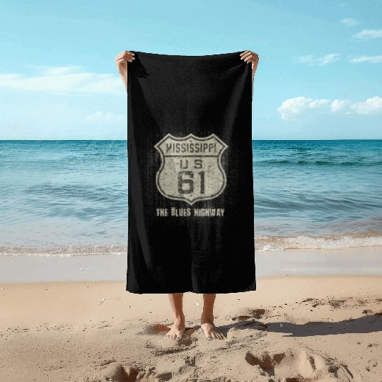 Mississippi Us 61 The Blues Highway Beach Towels