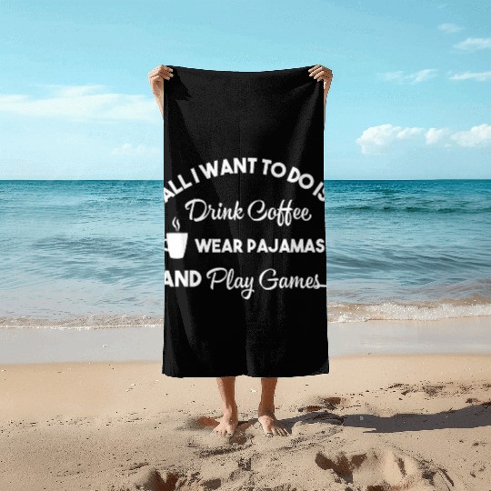 Wos Play Games Coffee Pajamas Board Cards Gamer Beach Towels