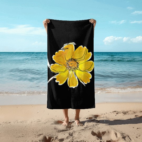 Radiant Yellow Blossom Flower Beach Towels