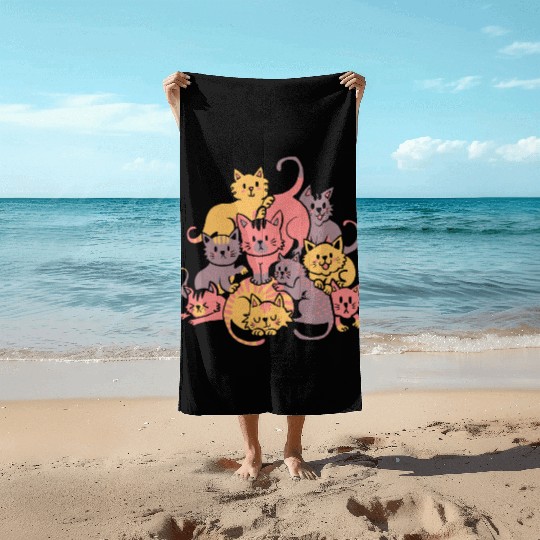 Cats Pile Mountain Of Cute Kittens Beach Towels