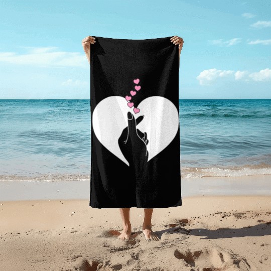 K-Pop Heart Korean Pop Music Fan K-Drama Cute Beach Towels