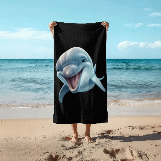 Sunny Delphinia: Joyful Dolphin's Paradise Beach Towels