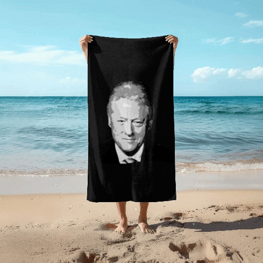 Bill Clinton Grayscale Pop Art Beach Towels