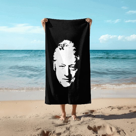 Bill Clinton White On Black Pop Art Beach Towels