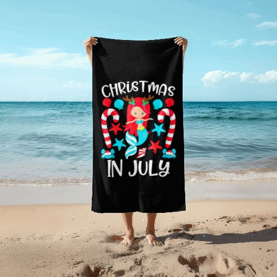 Christmas In July Cute Mermaid Summer Beach Towels