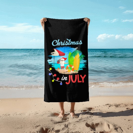 Christmas in July Santa Hawaiian Summer Hawaii Beach Towels