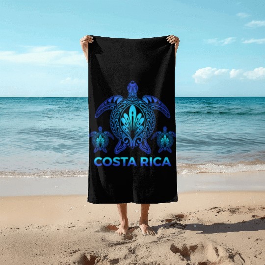 Vintage Costa Rica Ocean Blue Sea Turtle Beach Towels