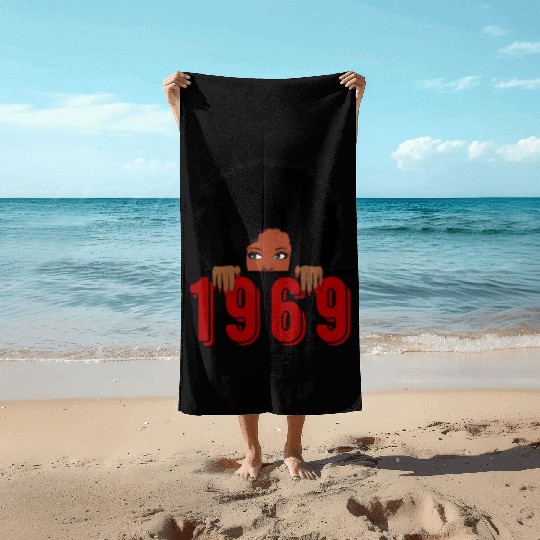 Black Queen Born In 1969 50Th Awesome Beach Towels