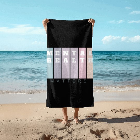 Mental Health Matters | Florals VI French Grey Beach Towels
